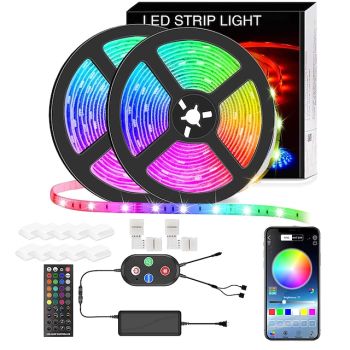 5050 Led Strip Lights 10M Smart RGB Led Light Strip Music Sync 300LEDs Color Changing Light Strips Bluetooth APP Control with Remote for Bedroom Room TV Party Bedroom Room TV Backlight PC Desk Kitchen