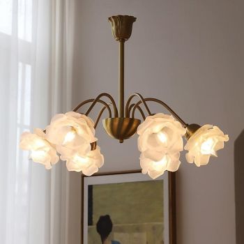LED Chandelier Island Light Warm Light 5/6 Heads All Copper French Modern Elegant Flower Retro Living Room Dining Room Bedroom 110-240V