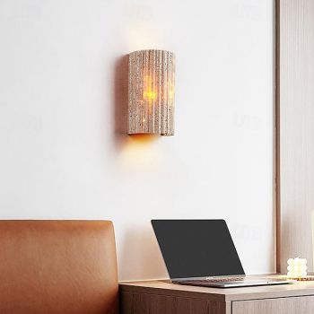 Wabi-sabi Yellow Travertine Half-Cylinder LED Wall Sconce Lamp LED Atmosphere Light Staircase Courtyard Retro Balcony Bathroom Yellow Travertine 110-240V 10 W