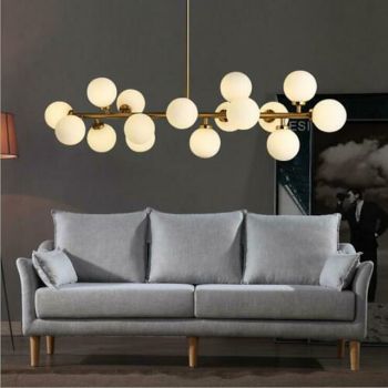 16 Bulbs 90cm(35.4") LED Gold Pendant Light Metal Glass Sputnik Electroplated 3.9" Lampshades Molecular Nordic Chandelier for Home Bedroom Kitchen