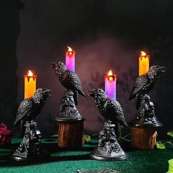 Halloween Candlestick Light Crow Light Ghost Festival Decoration Props Candlestick Ornament Led Electronic Candle Light Ornament
