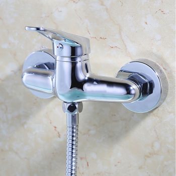 Brass Shower System Faucet Combo Set, Wall Mounted Tub and Bath Shower Mixer Taps Chrome Shower Ceramic Valve with Hot and Cold Water Durable Bathtub Faucet