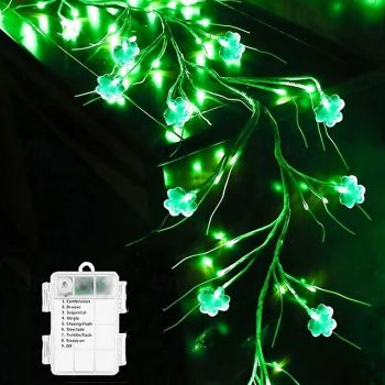 St. Patrick's Day Garland - Dazzling 96 Light Clover Show, Versatile in 8 Modes, Battery Operated, Perfect for Home Decorations
