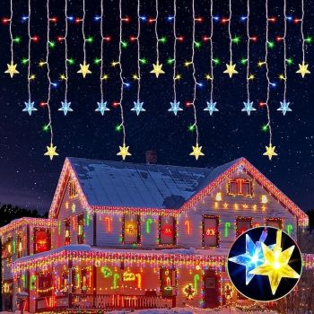 Halloween Curtain Lights 36 Pendant Icicle String Lights 5m 216LEDs 8 Lighting Modes Christmas Wedding Party Holiday Window Home Wall Terrace Yard Garden Christmas Decorative Lights 31V