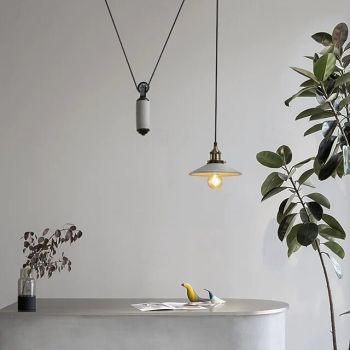 Vintage Edison Ceiling Pendant Light Height Adjustable Cable E27 Industrial Pulley Lighting Island Lamp