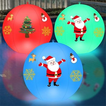 Christmas Floating Pool Lights with Remote Control Air Pump, Huge Large Christmas Ornaments Outdoor Color Changing Ball Lights for Swimming Pool, Christmas Ornaments Decor Garden Lights 1/2pcs