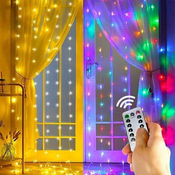 LED Curtain String Lights Flash Fairy Garland 3x1 3x2 3x3M 300 LEDS USB Remote Control for New Year Christmas Outdoor Wedding Home Window Docoration