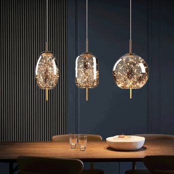 Gypsophila Art Metal Crystal Chandelier LED Three-Color Dimming Pendant Lamp Light Nordic Luxury Modern Creative Hanging Light Bar Bedroom Bedside Study Hanging Light