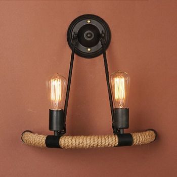 Cute Vintage Indoor Bedroom Office Hemp Rope Wall Light LED IP24 110-240 V