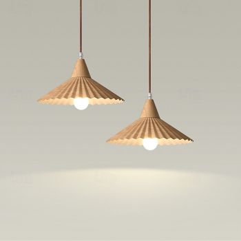 Wabi-Sabi Umbrella Shaped Bamboo Pendant Light, Minimalist Japandi Style