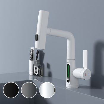 Bathroom Sink Faucet - Rotatable / Pull out / LED Electroplated / Painted Finishes Centerset Single Handle One HoleBath Taps ultimate flexibility