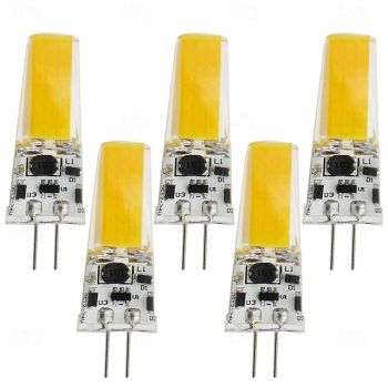 G4 LED Light Bulbs COB 5W Equivalent to 50W AC12V DC12-24V Dimmable LED Bulb Silicone G4 Bi-pin Base LED Light White Warm White for Crystal Lamp Chandelier 5pcs