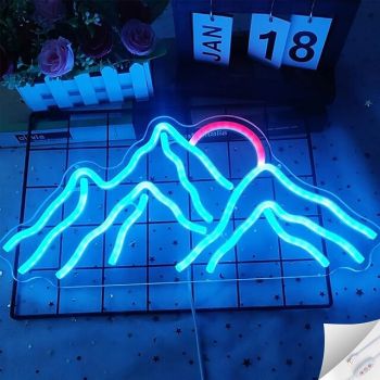 Mountain Sunset Neon Sign Light, USB Powered Dimmable LED Wall Light for Bedroom, Kids Room & Living Room Decor