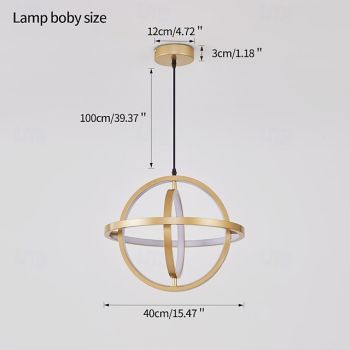 Ceiling Lights, Linear Metal Cage Pendant Lamp, Modern LED Dining Room Decorative Lighting Fixture Hanging Light, Golden Spherical Kitchen Island Suspension Lamps, 360° DIY Adjustment Function