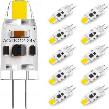 G4 LED Bulb T3 JC Type Bi-Pin G4 Base AC/DC12V for Under Cabinet Light Ceiling Lights Replacement Halogen Chandelier Lamps RV Boats Outdoor Landscape Lighting 5pcs/10pcs