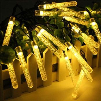 5M Outdoor Solar String Lights, 20 LEDs Bubble Column Design with Warm White, RGB, White & Blue, Waterproof Solar Christmas Garden Light with Mounting Bracket