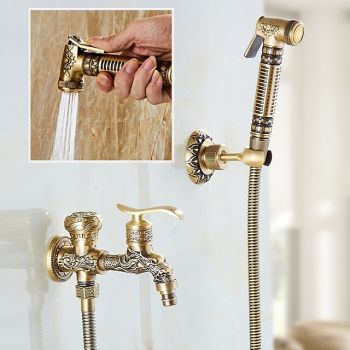 Bathroom Bidet Shower Sprayer Brass Toilet Douche Hygienic Cleaning Head Set Tap Hygienic Wash