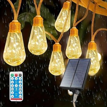 Solar Remote Control Outdoor Camping String Lights – 7M 16LED Waterproof Fairy Lights for Terrace, Holiday, Wedding, Party, Garden and Balcony Decoration