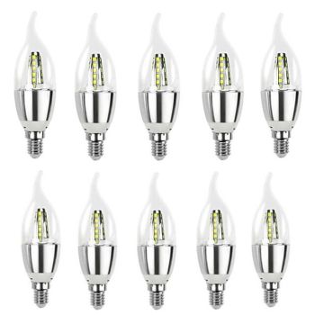 10pcs High Bright Lampara Led E14 Candle LED Bulb 5W 7W LED Light Lamp 220V Silver Cool White Ampoule