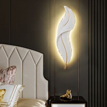 Lightinthebox 1-Light 65cm LED Wall Lights Feather Shape Design Wall Lights Modern Light Luxury Style Bedroom Dining Room Resin Wall Light 110-120V 220-240V