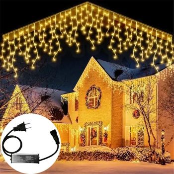 Outdoor Waterproof Curtain Lights, 3.5m/4m/5m Starry String Lights for FencesChristmas Home Decorations