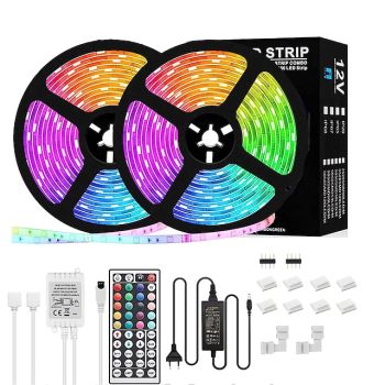 LED Strip Lights RGB 65.6ft 20m SMD 5050 LEDs Color Changing Waterproof with Remote Control for Home Kitchen TV Party Bedroom Bar Christmas Home Decor