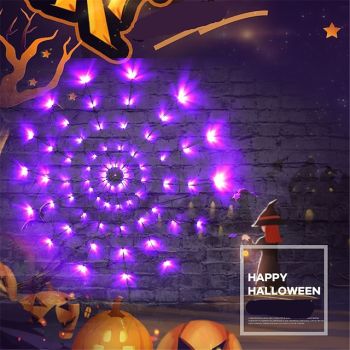 2PCS Halloween Decoration Luminous Spider Web Fishing Net Lights String For Party Ghost Festival Props Halloween Decorations