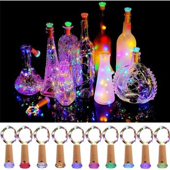 Elegant Wedding Party Reception 20 Pack Wine Bottle Lights 2M with Cork – Battery Operated LED Mini Lights for DIY Home Garden Festival Decor