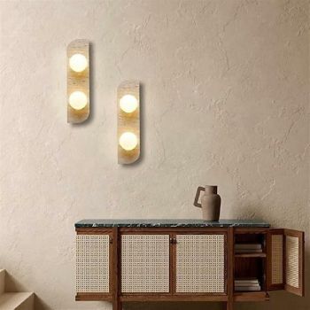 LED Indoor Wall Lights Warm White 1-Light Creative Natural Yellow Travertine Retro Wabi-sabi Wind Art Ambient Lighting Simple Living Room Bedroom 110-240V