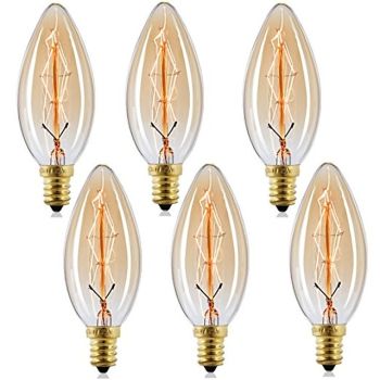 10pcs 6pcs 4pcs 40W Vintage Edison Light Bulbs Antique Incandescent Bulb E14 C35 Candle Pendant Light Warm Yellow 2200-2700k Retro Dimmable Decorative 220-240V