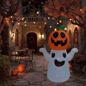 1 Pc New 1.5m Halloween Ghost Festival Lantern Pumpkin Head Ghost Inflatable Air Model Indoor and Outdoor Courtyard Garden Terrace Lawn Party Atmosphere Decorative Light