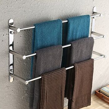 3-Tiers Towel Rack Stainless Steel Bath Towel Bar  Towel Rail Wall Mount Mirror Polished Silvery 60/70cmBath Hardware