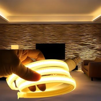 COB LED Strip Light 288 LEDs/m, RA 90 High Brightness Strip Light, 3000K/4000K/6000K Flexible LED Tape for Bedroom, Kitchen, Home Decor-220V EU Plug
