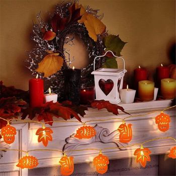 Pinecone Squirrel Hedgehog Maple Leaf Shaped Light String Bedroom Living Room Decorative Light Festival Party Decoration Atmosphere Light Battery Box Power Supply 1.5m String Lights 10 LEDs   1 set