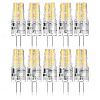 10 Pcs G4 LED bulbs 2W equivalent 30W 3000K warm white 250 lumens 360 degrees beam angle AC/DC 12V-24V outdoor landscape lighting G4 dual pin base 20 LED beads