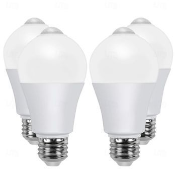 E27 PIR Motion Sensor Bulbs – Motion Activated Dusk to Dawn Security Lights for Stairs, Front Door, Porch, Garage and Basement 4pcs