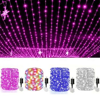 30m 300 LED Copper Wire Light String, 8-Mode Flashing 12V Low-Voltage Strip for Christmas Holiday Party & Wedding Decoration - 110-240V