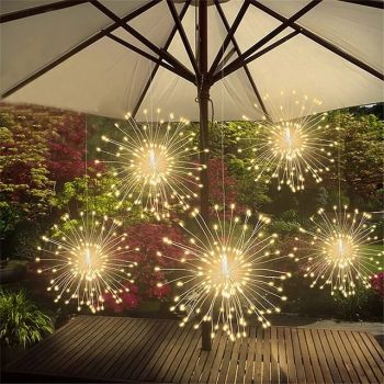 600 LED Hanging Firework Light 5 in 1 Starburst String Light Connectable Outdoor Christmas Garland For Garden Bistro Party Decor