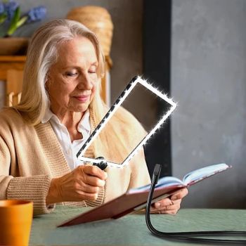 1pc Hands-Free Lighted Magnifier, Neck-Wearable Large Lens for Close Work, LED Illuminated Magnifying Glass for Reading, Sewing, Cross Stitching, with Type-C Magnetic Design