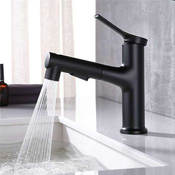 Bathroom Sink Faucet - Pull out Electroplated / Painted Finishes Centerset Single Handle One HoleBath Taps ultimate flexibility