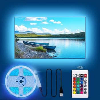 LED Light Strips RGB Lights USB Flexible Lamp USB 5V 5050 SMD 10mm LEDs Blackboard with 24 Key IR Remote Controller for Flat Screen TV Background, HDTV, PC Monitor 1M~5M