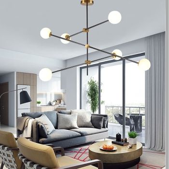 6-Light 100 cm Chandelier Metal Glass Sputnik Gold Painted Finishes Contemporary Artistic 110-120V 110-240 V