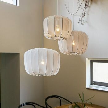 LED Pendant Light Wabi-sabi Fabric Black White Unique Metal Modern Cord Adjustable Pendant Lamps Kitchen Island Lighting for Dining Room Bedroom Hallway Living Room110-240V