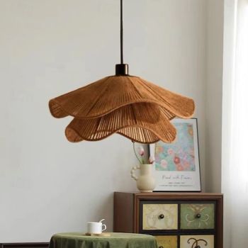 Hemp Rope Pendant Lamp, Retro Industrial Style, for Restaurant, Bedroom, Woven Rope Art Lamp, Field Base, Ceiling Decoration, Ceiling Fixture