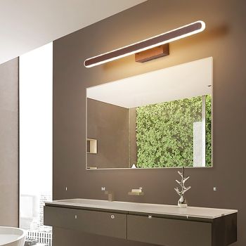LED Mirror Headlights Coffee Colored Bathroom LED Modern and Minimalist Nordic Bathroom Household Mirror Cabinet Creative Dressing Table Makeup Lighting Fixtures AC110V AC220V