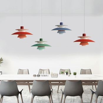 LED Pendant Light UFO, Modern Color Bedroom Pendant Lights Aluminum Hanging Lamp E26 Base Adjustable Length Suspension Lamp for Living Room Corridor Dining Room