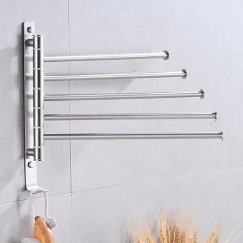 Bathroom Towel Rack Rotatable Activity Towel Bar Stainless Steel Brushed Bathroom Storage Towel RackBath Hardware
