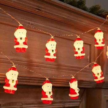 Santa String Lights 1.5m 10LEDs 3m 20LEDs Battery Powered Christmas Party Home Window Balcony Patio Waterproof Decoration