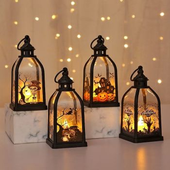1 Pc 14.2CM Halloween Decoration Pumpkin Lantern Handheld Lantern Night Light Electronic Candle Wind Light Ghost Festival Party Decoration Props