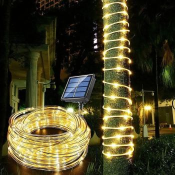 2/1PCS Rope Strip Light Solar LED Waterproof Tube Fairy Light Strings Outdoor Garden Christmas Lawn Tree Yard Fence Pathway Decor